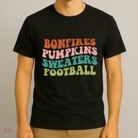 Bonfires Pumpkins Sweaters Football Fall Season T-Shirt thumb 3