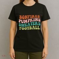 Bonfires Pumpkins Sweaters Football Fall Season T-Shirt thumb 4