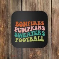 Bonfires Pumpkins Sweaters Football Fall Season Coaster thumb 0
