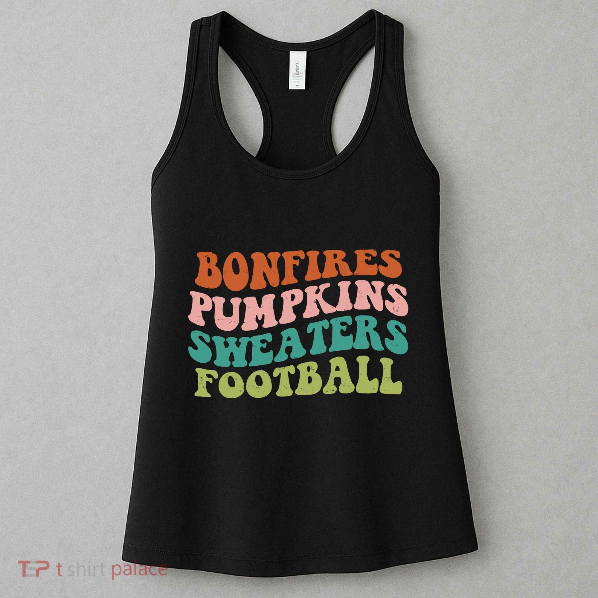 Bonfires Pumpkins Sweaters Football Fall Season Women's Tank Top