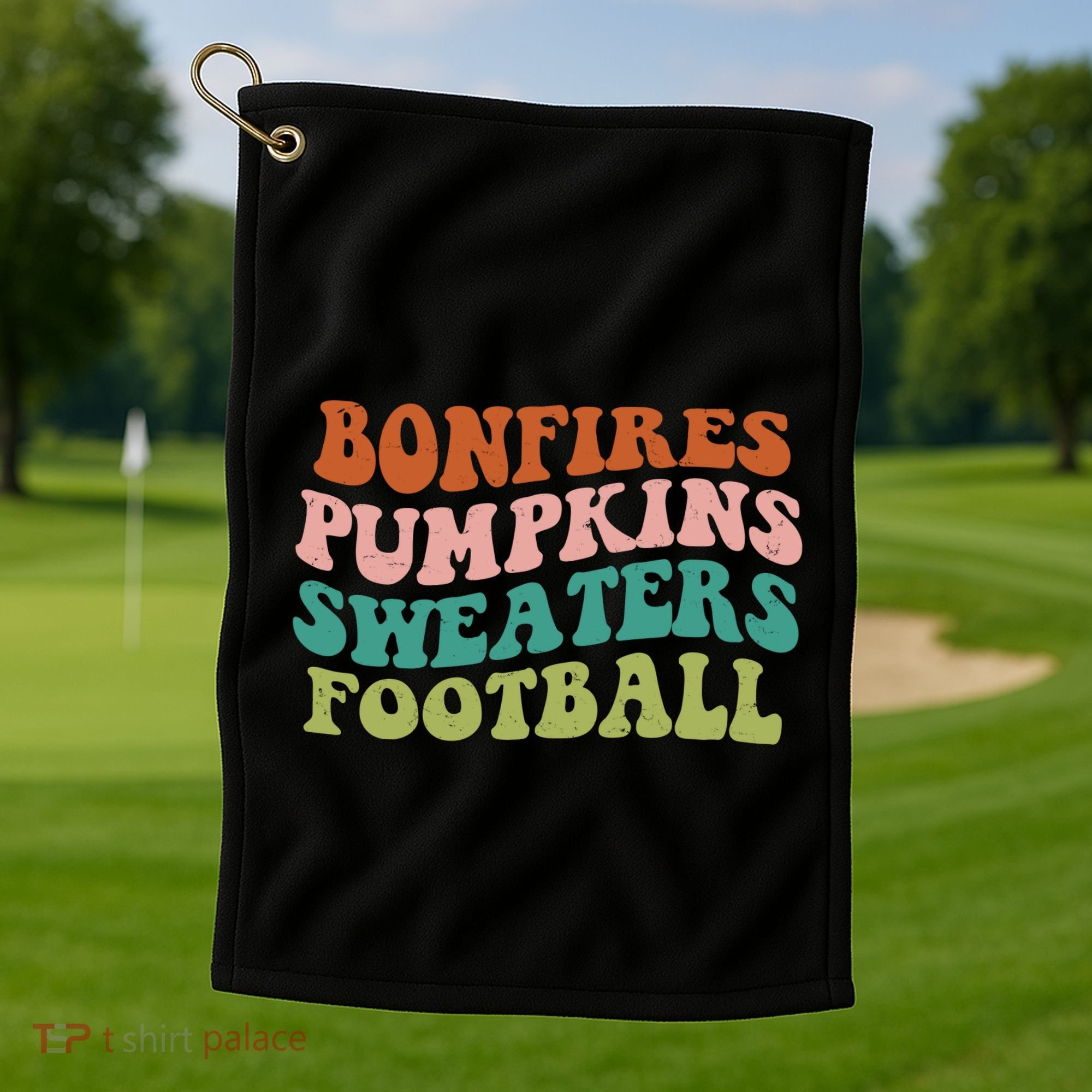 Bonfires Pumpkins Sweaters Football Fall Season Golf Towel