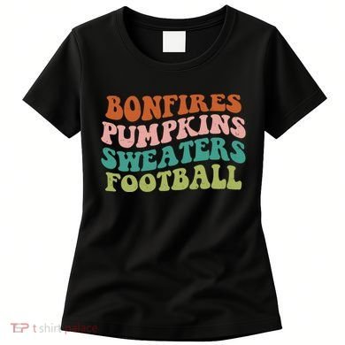 Bonfires Pumpkins Sweaters Football Fall Season Women's T-Shirt