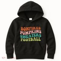 Bonfires Pumpkins Sweaters Football Fall Season Kids Hoodie thumb 0