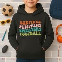 Bonfires Pumpkins Sweaters Football Fall Season Kids Hoodie thumb 2
