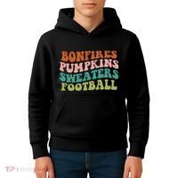 Bonfires Pumpkins Sweaters Football Fall Season Kids Hoodie thumb 4