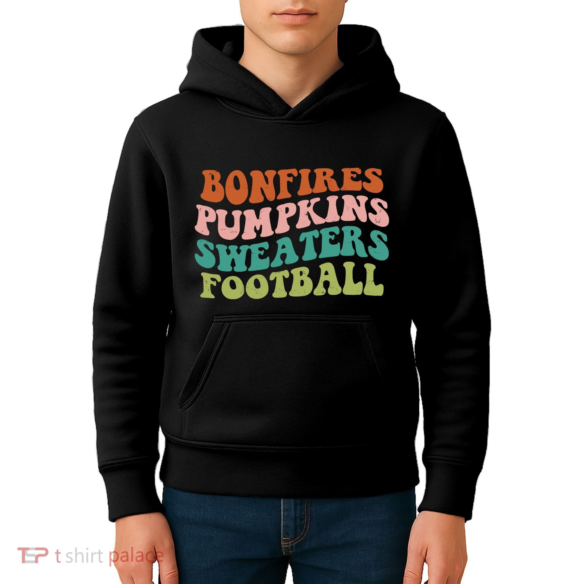Bonfires Pumpkins Sweaters Football Fall Season Kids Hoodie
