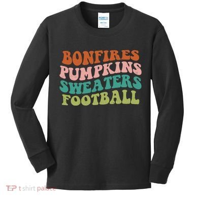 Bonfires Pumpkins Sweaters Football Fall Season Kids Long Sleeve Shirt