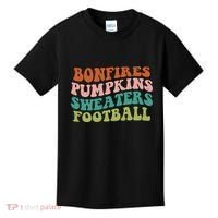 Bonfires Pumpkins Sweaters Football Fall Season Kids T-Shirt thumb 0