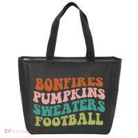 Bonfires Pumpkins Sweaters Football Fall Season Tote Bag thumb 0
