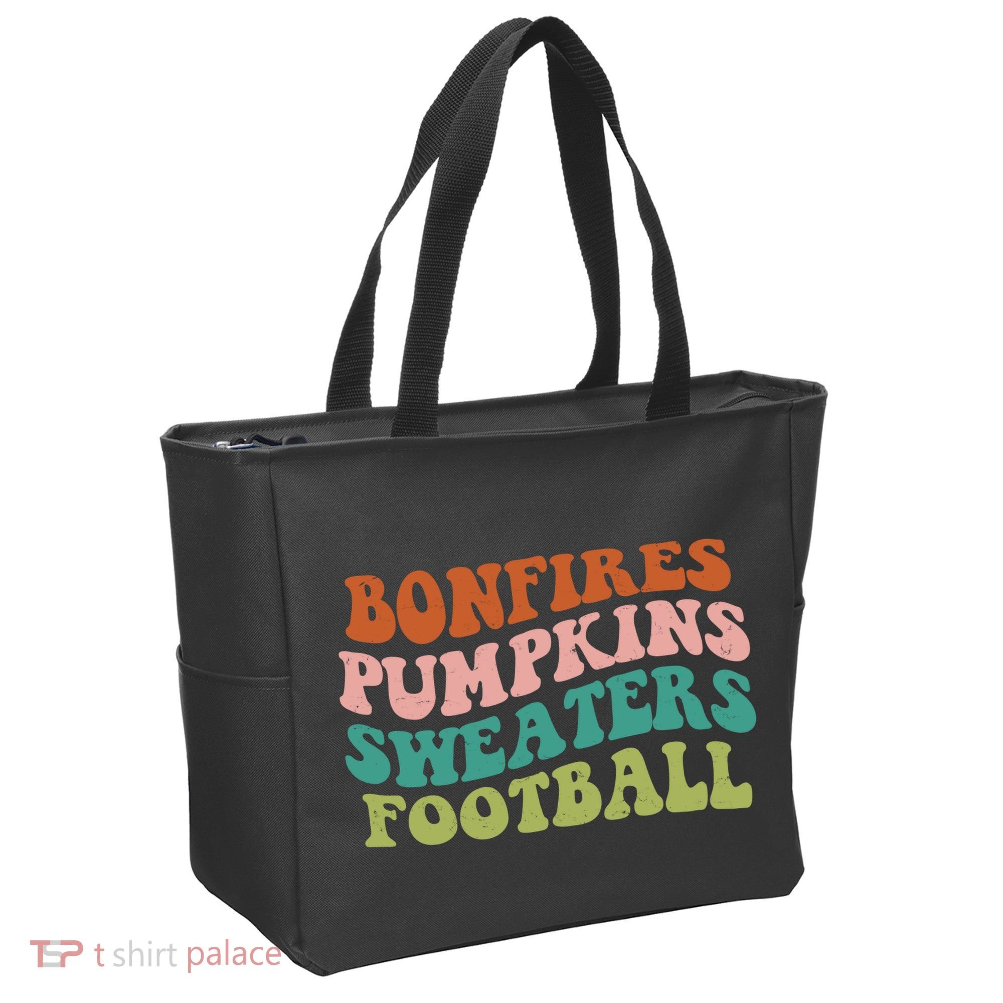 Bonfires Pumpkins Sweaters Football Fall Season Tote Bag