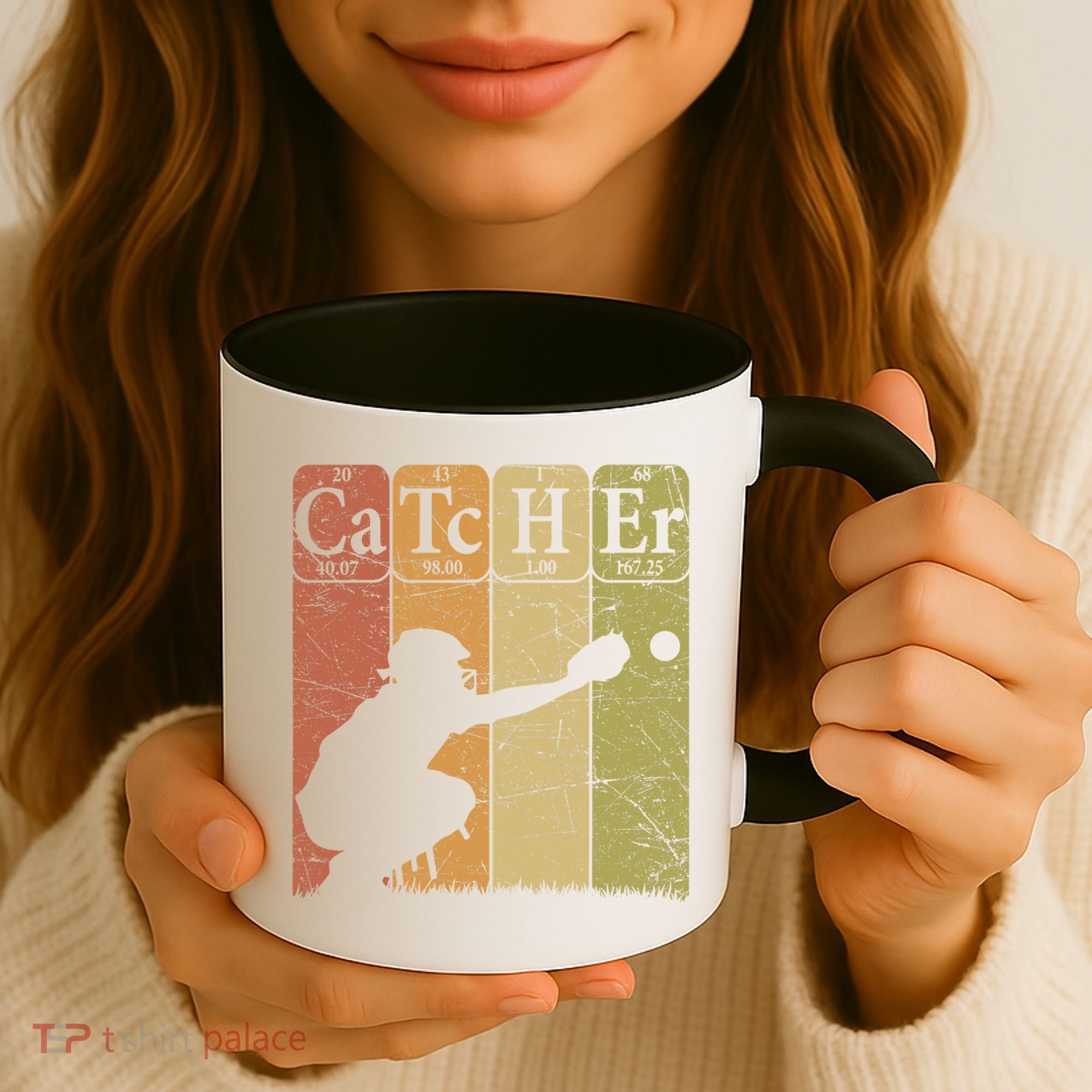 Baseball Periodic Table Elements Nerd Baseball Catcher Retro Coffee Mug