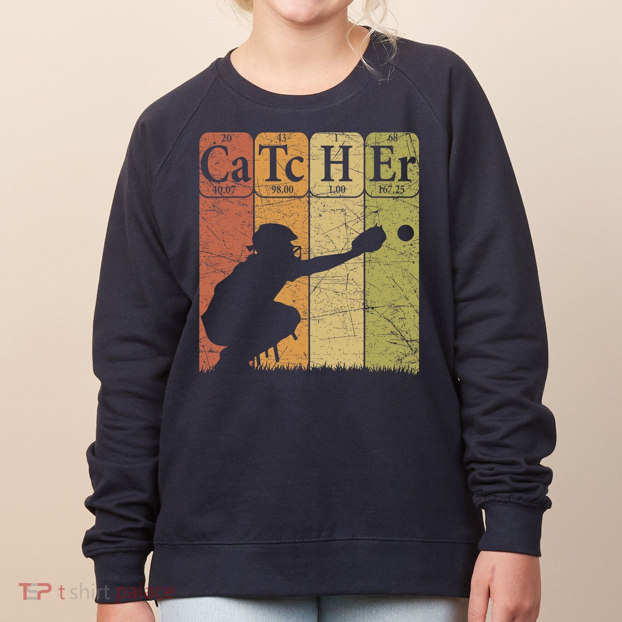 Baseball Periodic Table Elements Nerd Baseball Catcher Retro Women's Sweatshirt