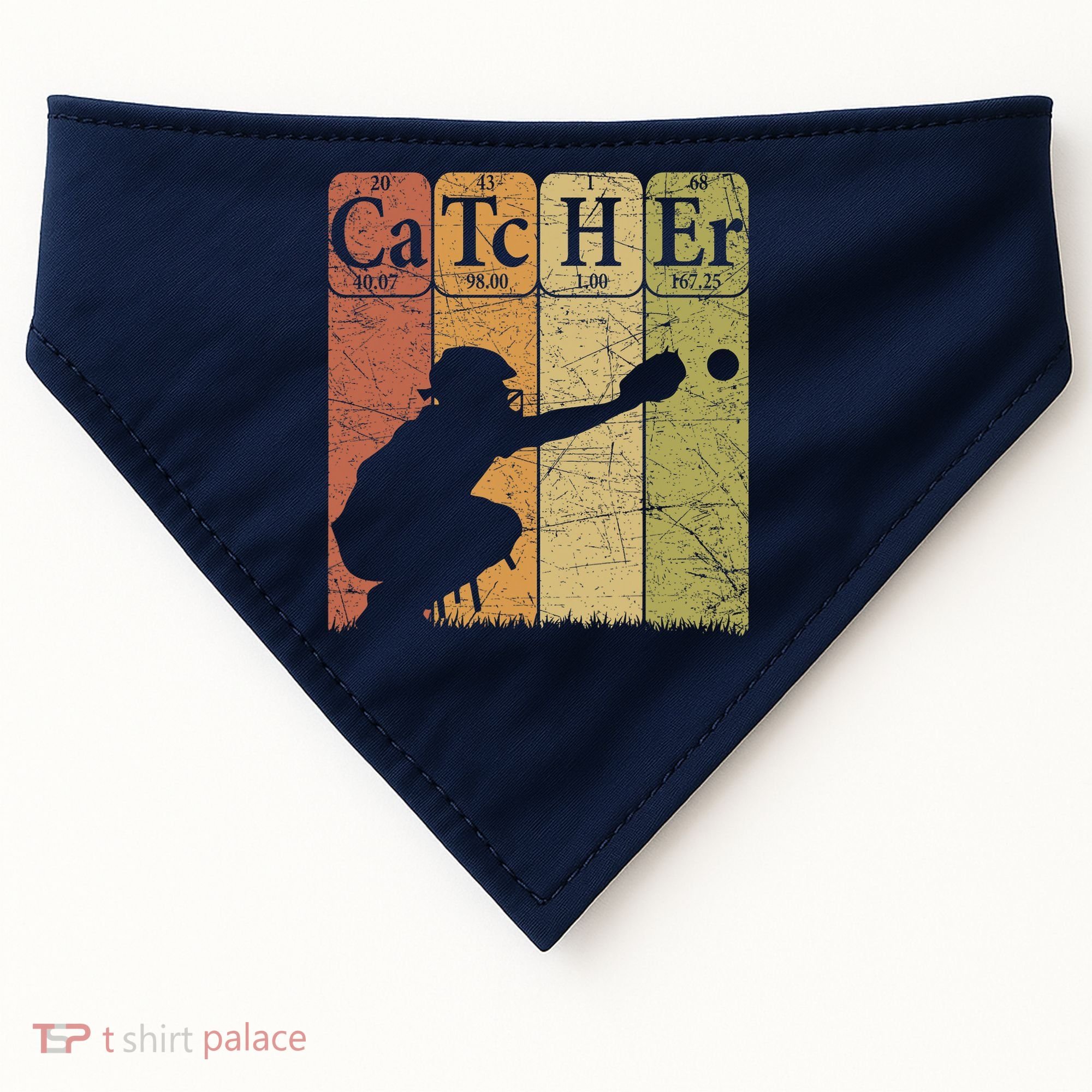 Baseball Periodic Table Elements Nerd Baseball Catcher Retro USA-Made Doggie Bandana