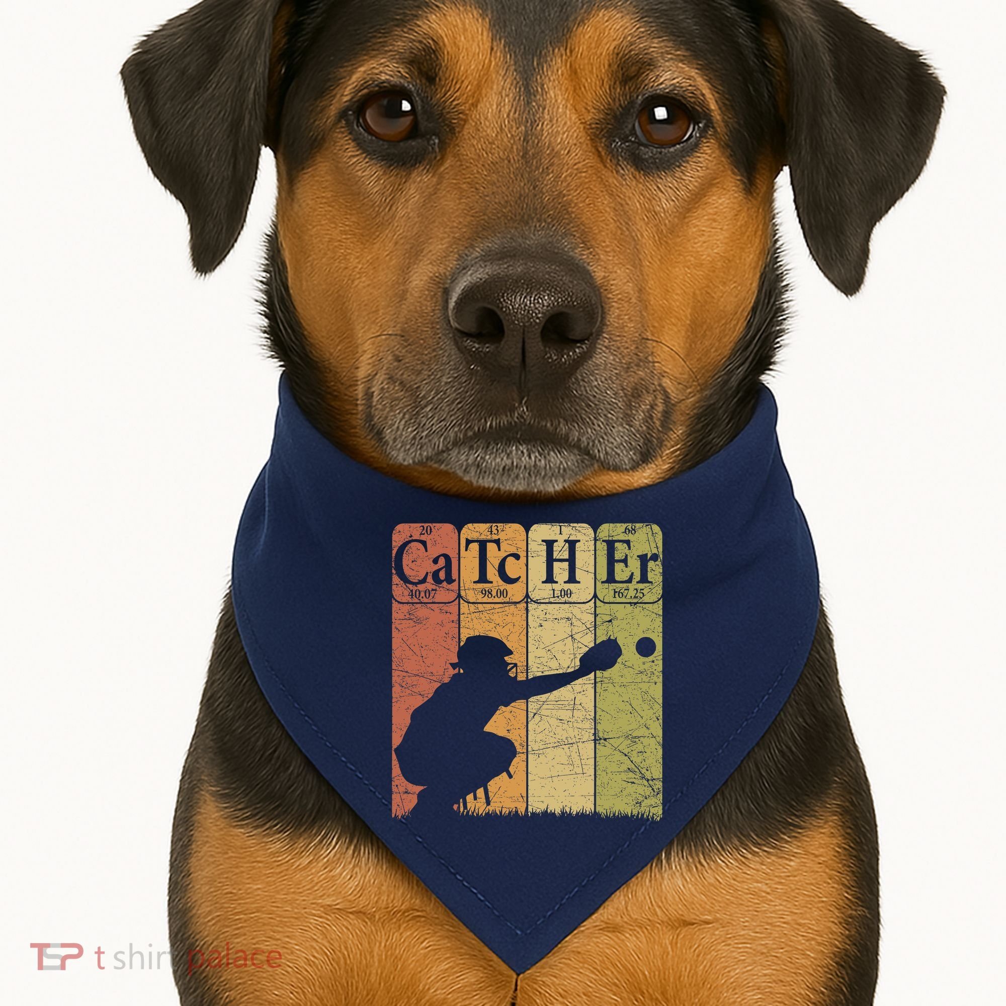 Baseball Periodic Table Elements Nerd Baseball Catcher Retro USA-Made Doggie Bandana