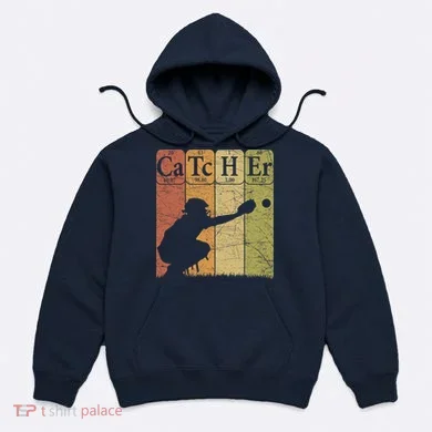 Baseball Periodic Table Elements Nerd Baseball Catcher Retro Hoodie