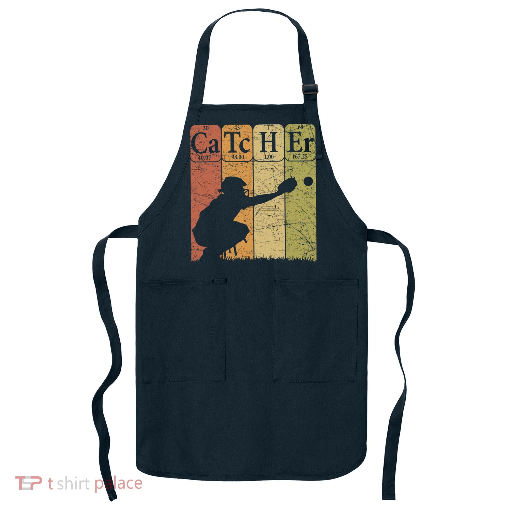 Baseball Periodic Table Elements Nerd Baseball Catcher Retro Apron