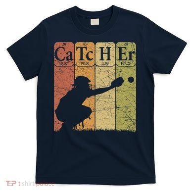 Baseball Periodic Table Elements Nerd Baseball Catcher Retro T-Shirt