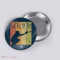 Baseball Periodic Table Elements Nerd Baseball Catcher Retro Button thumb 0