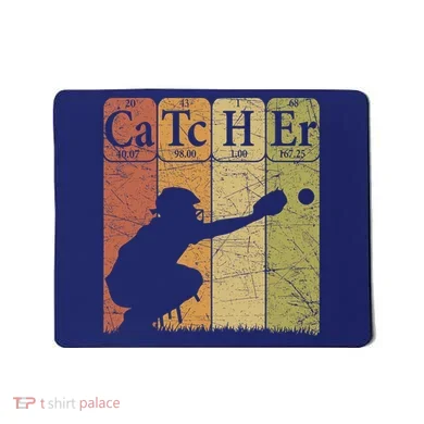 Baseball Periodic Table Elements Nerd Baseball Catcher Retro Mousepad