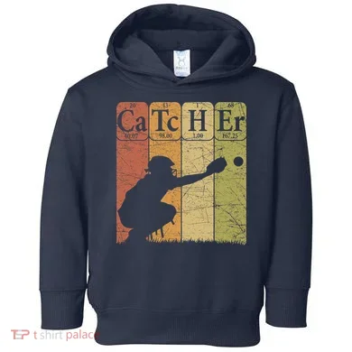 Baseball Periodic Table Elements Nerd Baseball Catcher Retro Toddler Hoodie