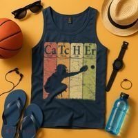 Baseball Periodic Table Elements Nerd Baseball Catcher Retro Tank Top thumb 4