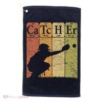 Baseball Periodic Table Elements Nerd Baseball Catcher Retro Golf Towel thumb 0