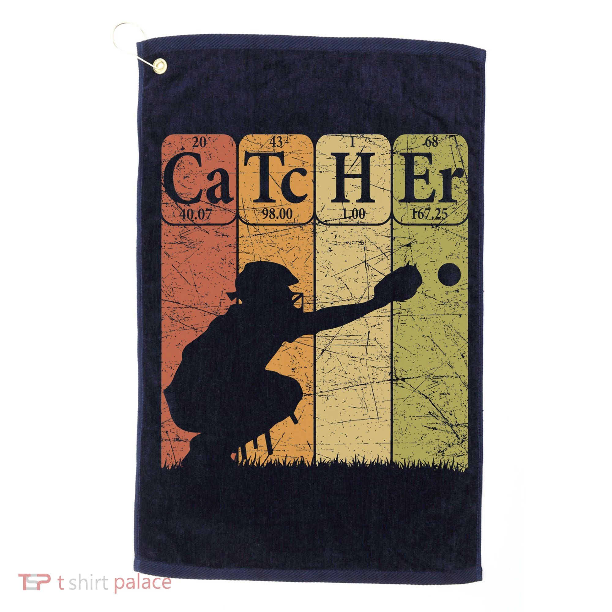 Baseball Periodic Table Elements Nerd Baseball Catcher Retro Golf Towel