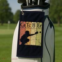 Baseball Periodic Table Elements Nerd Baseball Catcher Retro Golf Towel thumb 2