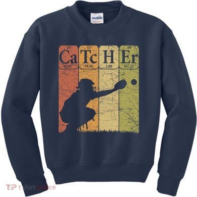Baseball Periodic Table Elements Nerd Baseball Catcher Retro Kids Sweatshirt