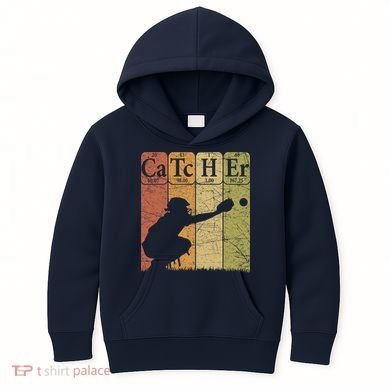 Baseball Periodic Table Elements Nerd Baseball Catcher Retro Kids Hoodie