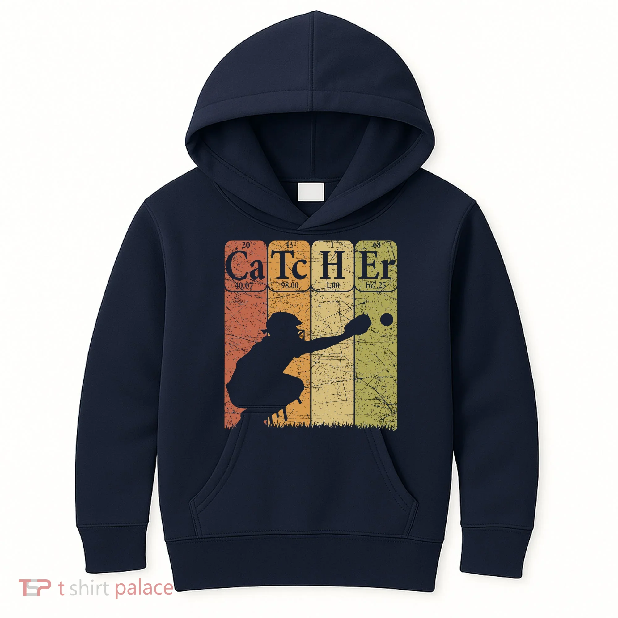 Baseball Periodic Table Elements Nerd Baseball Catcher Retro Kids Hoodie