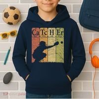 Baseball Periodic Table Elements Nerd Baseball Catcher Retro Kids Hoodie thumb 2