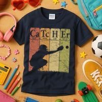 Baseball Periodic Table Elements Nerd Baseball Catcher Retro Kids T-Shirt thumb 3