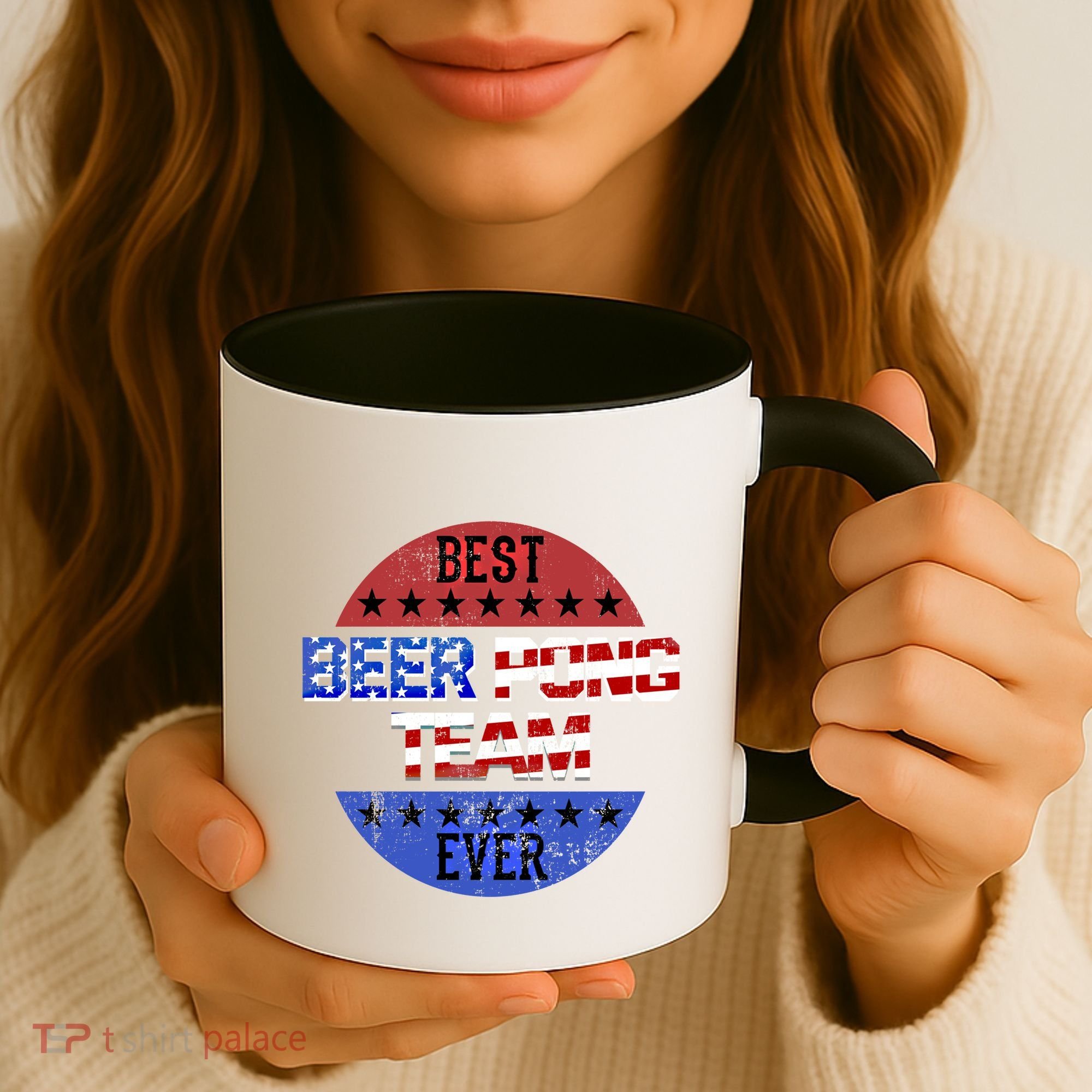 Beer Pong Team Player Independence Day Patriotic Usa Flag Gift Coffee Mug