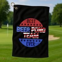 Beer Pong Team Player Independence Day Patriotic Usa Flag Gift Golf Towel thumb 1