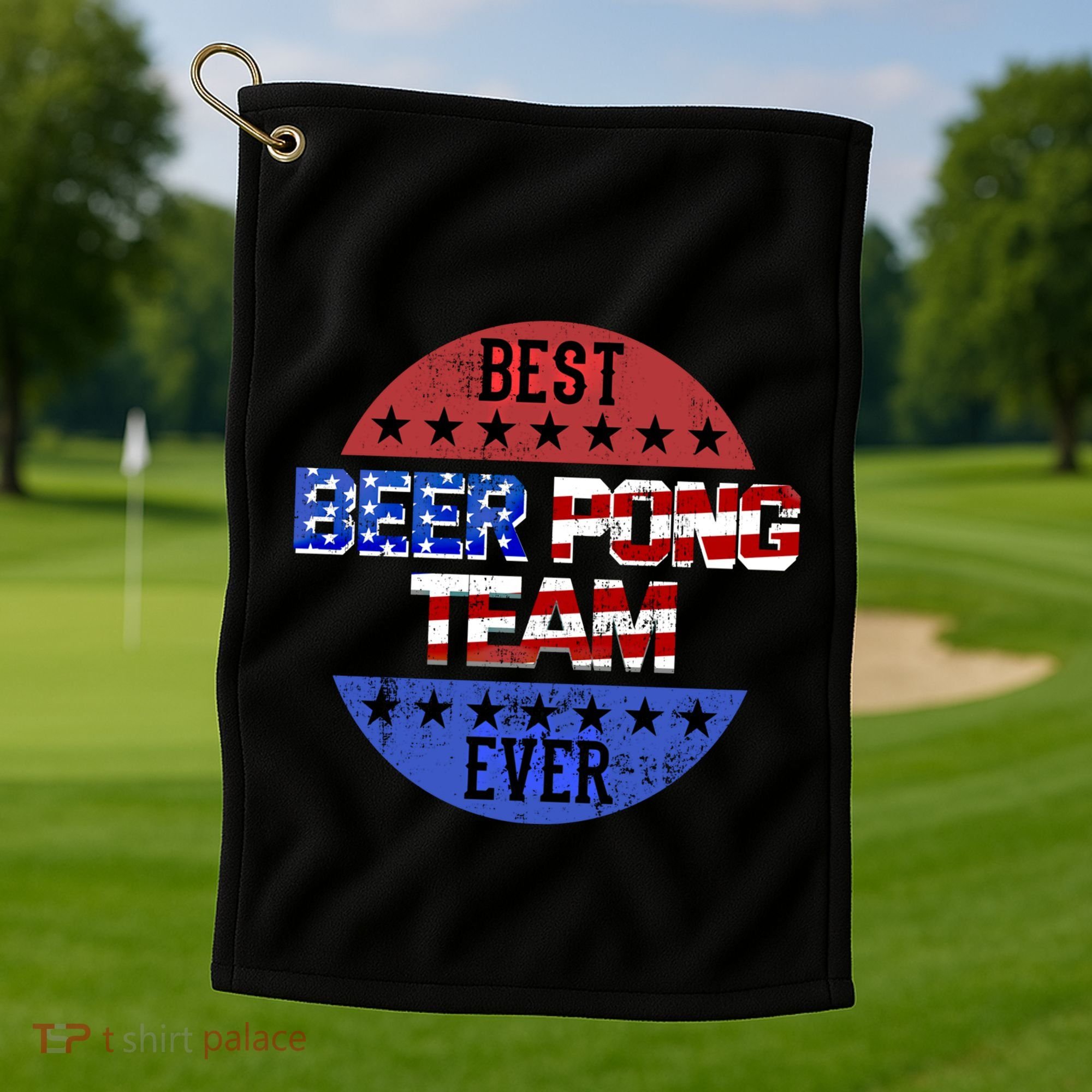 Beer Pong Team Player Independence Day Patriotic Usa Flag Gift Golf Towel
