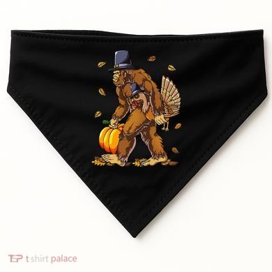 Bigfoot Pilgrim Turkey Pumpkin Thanksgiving Day USA-Made Doggie Bandana