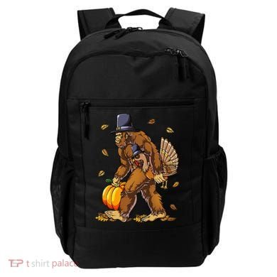 Bigfoot Pilgrim Turkey Pumpkin Thanksgiving Day Backpack