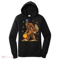 Bigfoot Pilgrim Turkey Pumpkin Thanksgiving Day Women's Hoodie thumb 0