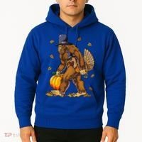 Bigfoot Pilgrim Turkey Pumpkin Thanksgiving Day Hoodie thumb 2