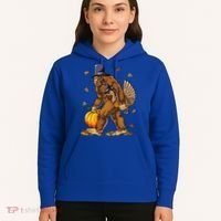Bigfoot Pilgrim Turkey Pumpkin Thanksgiving Day Hoodie thumb 5