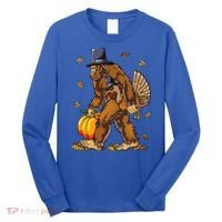 Bigfoot Pilgrim Turkey Pumpkin Thanksgiving Day Long Sleeve Shirt thumb 0