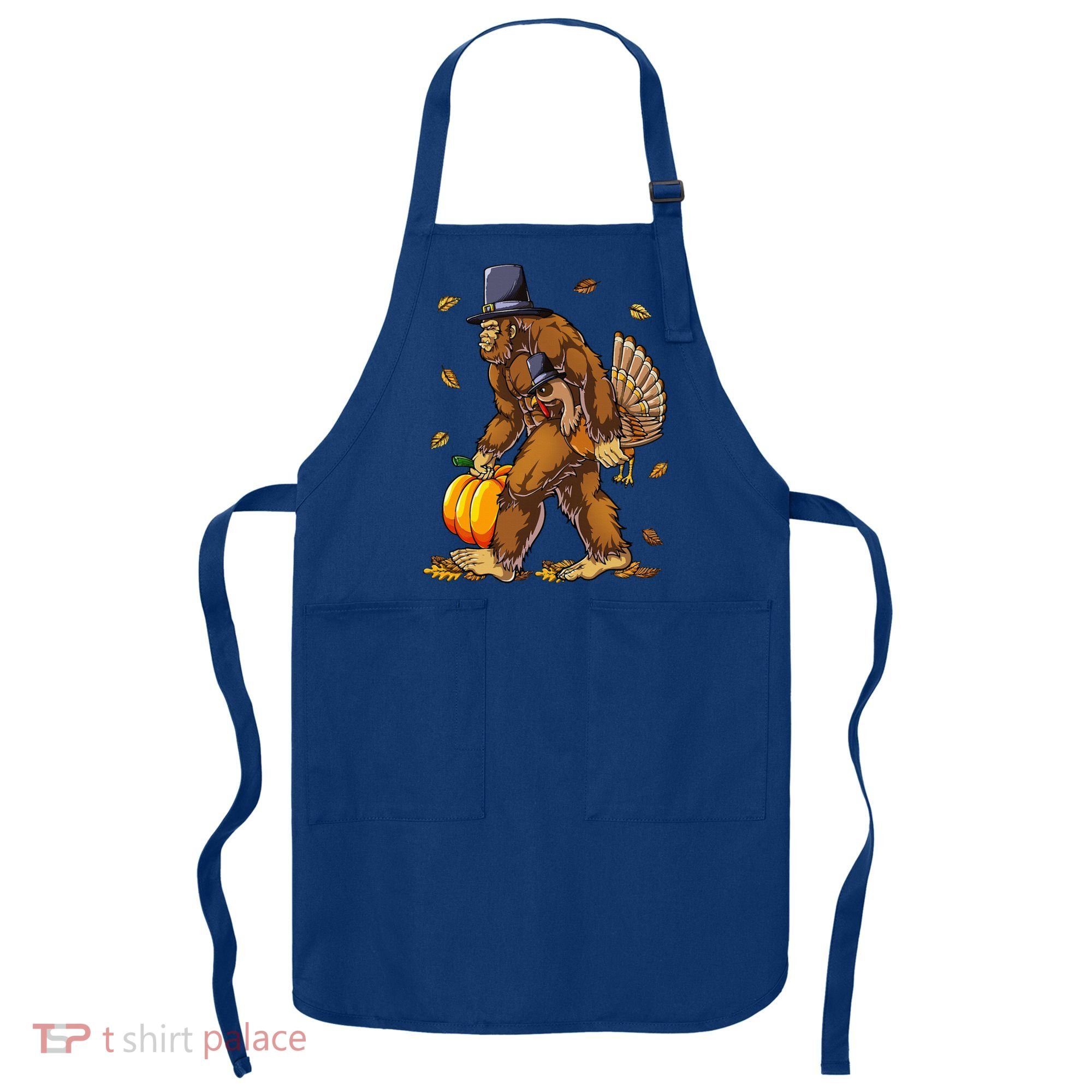 Bigfoot Pilgrim Turkey Pumpkin Thanksgiving Day Apron