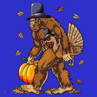 Bigfoot Pilgrim Turkey Pumpkin Thanksgiving Day Sweatshirt thumb 3