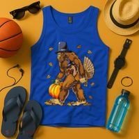 Bigfoot Pilgrim Turkey Pumpkin Thanksgiving Day Tank Top thumb 4