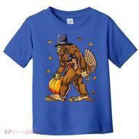 Bigfoot Pilgrim Turkey Pumpkin Thanksgiving Day Toddler T-Shirt thumb 0