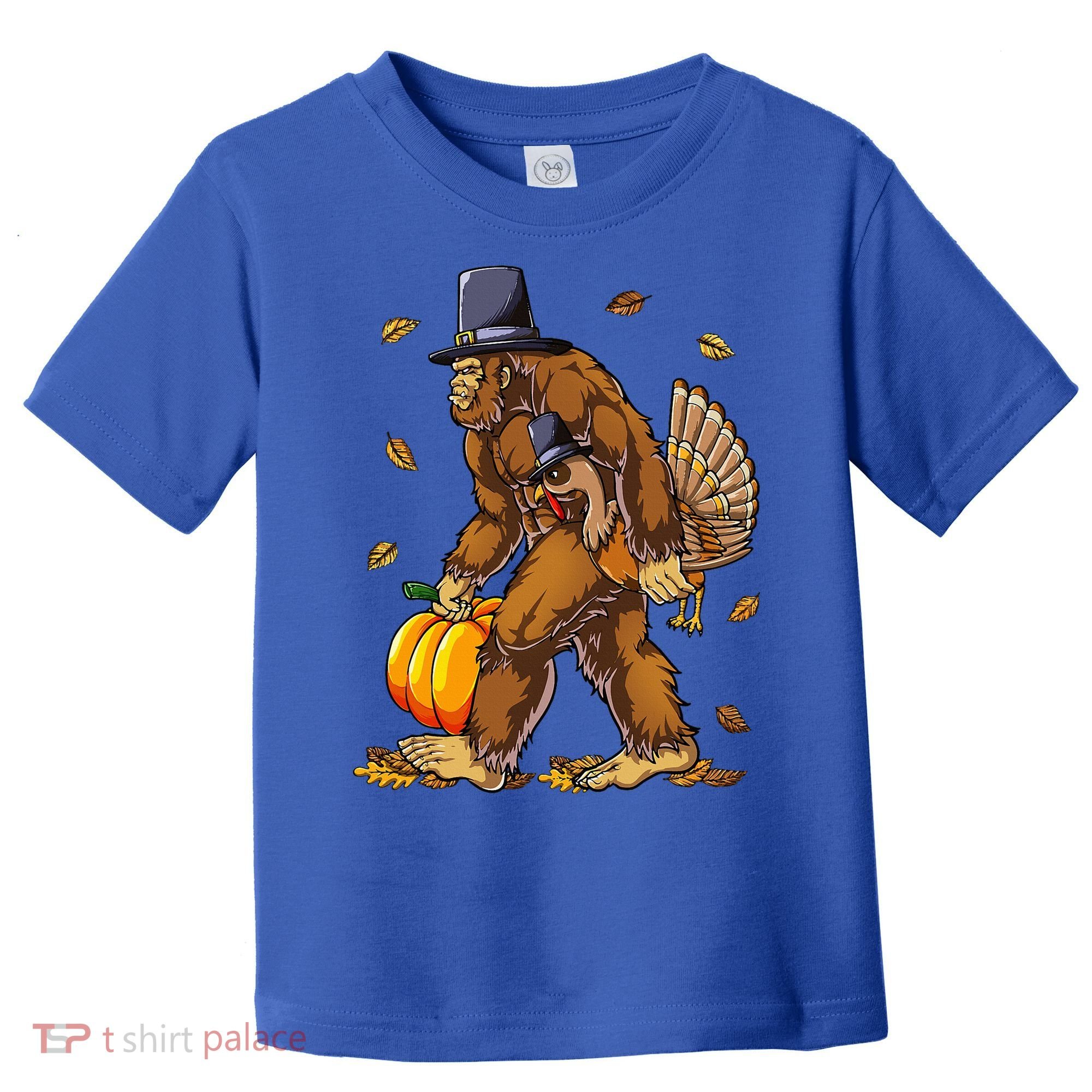 Bigfoot Pilgrim Turkey Pumpkin Thanksgiving Day Toddler T-Shirt