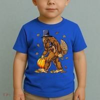 Bigfoot Pilgrim Turkey Pumpkin Thanksgiving Day Toddler T-Shirt thumb 2