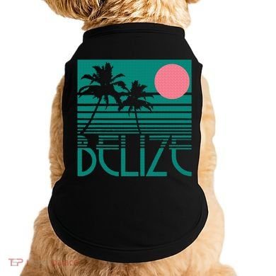 Belize Palm Trees Surf Vintage Retro Souvenir Doggie Tank