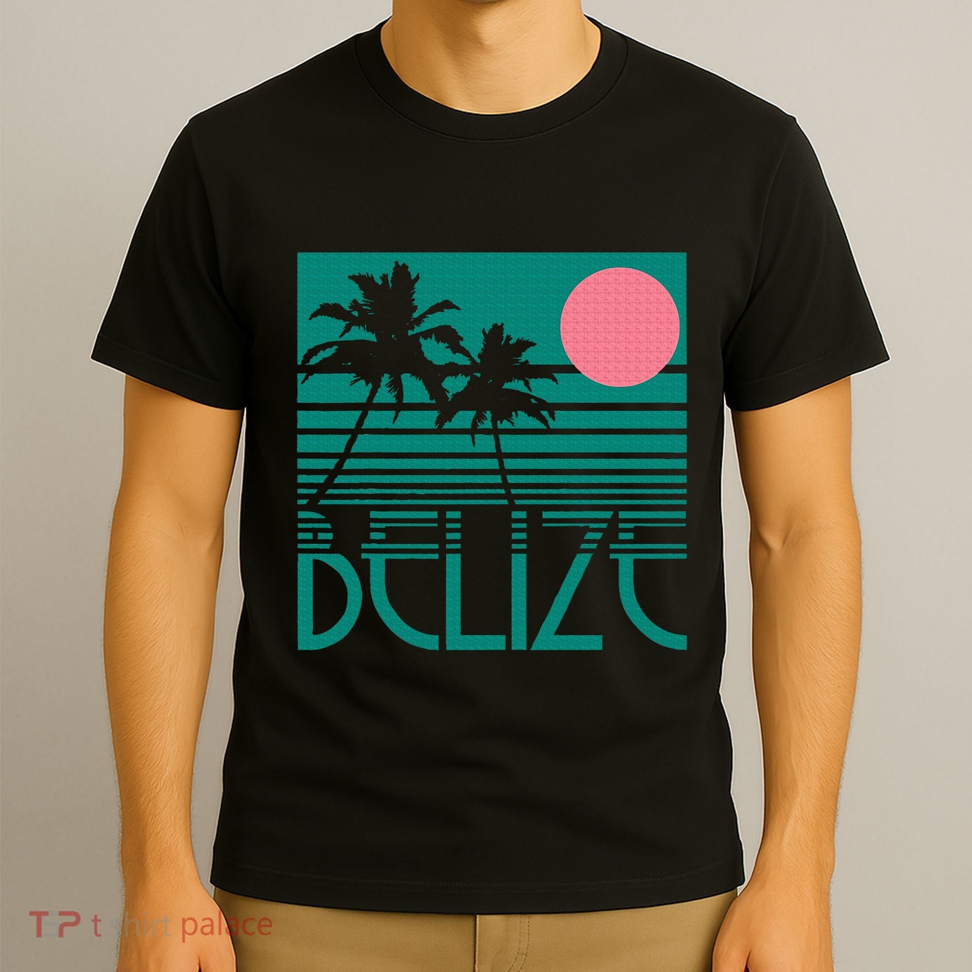Belize Palm Trees Surf Vintage Retro Souvenir T-Shirt